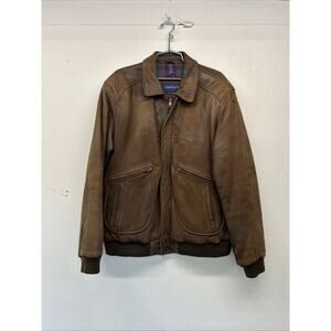 Vintage Men’s Gant Suede Leather Bomber Pilot Jacket Size 42 Korea Brown Zip